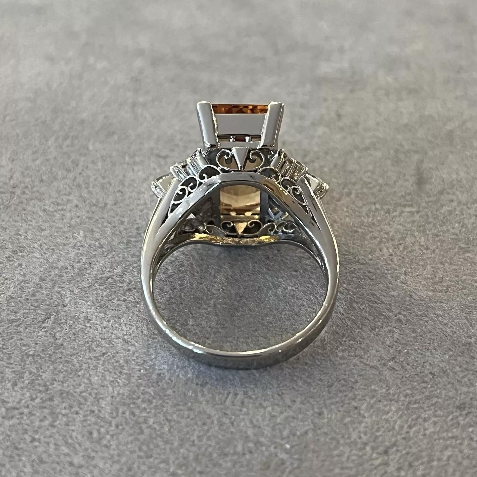 Imperial Topaz 4.98 carat and Diamond Ring in Platinum 1