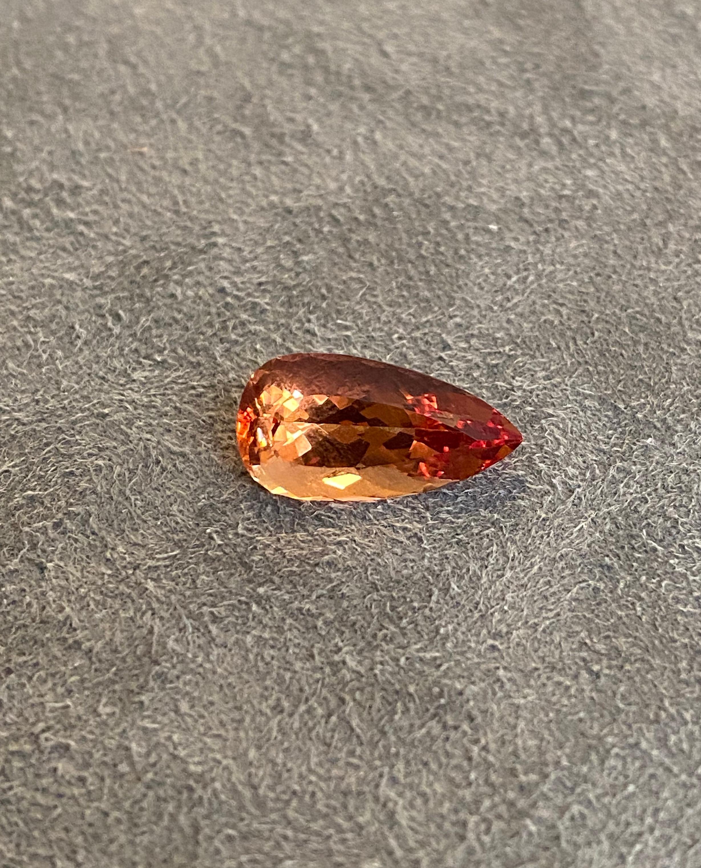 Pear Cut Imperial Topaz 9.52 ct For Sale