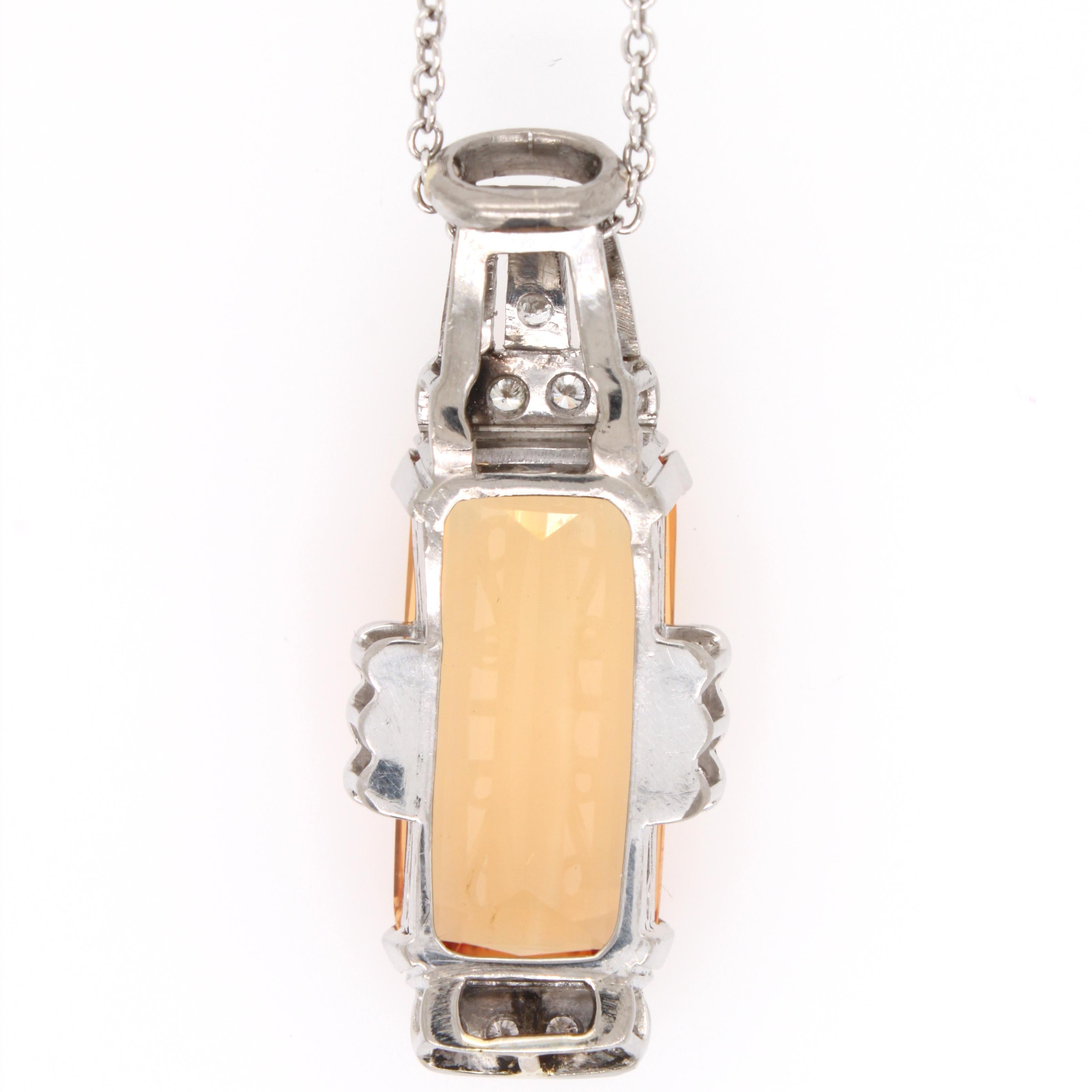 Imperial Topaz and Diamond Cocktail Pendant In Excellent Condition In Idar-Oberstein, DE