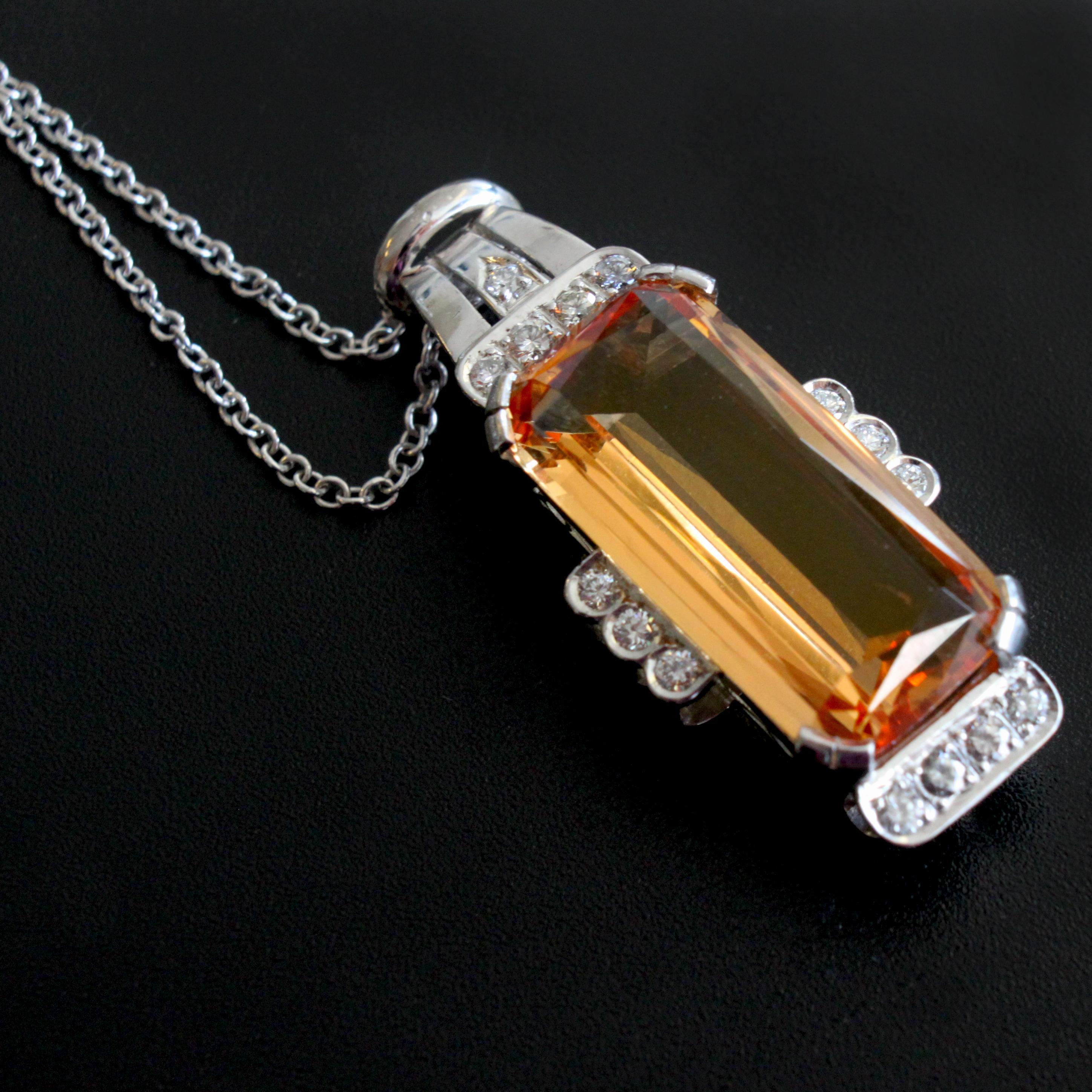 Women's or Men's Imperial Topaz and Diamond Cocktail Pendant