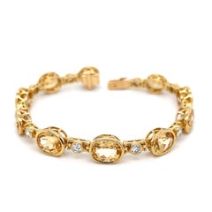 Imperial Topaz and Diamond Gold Bracelet Estate Fine Jewelry