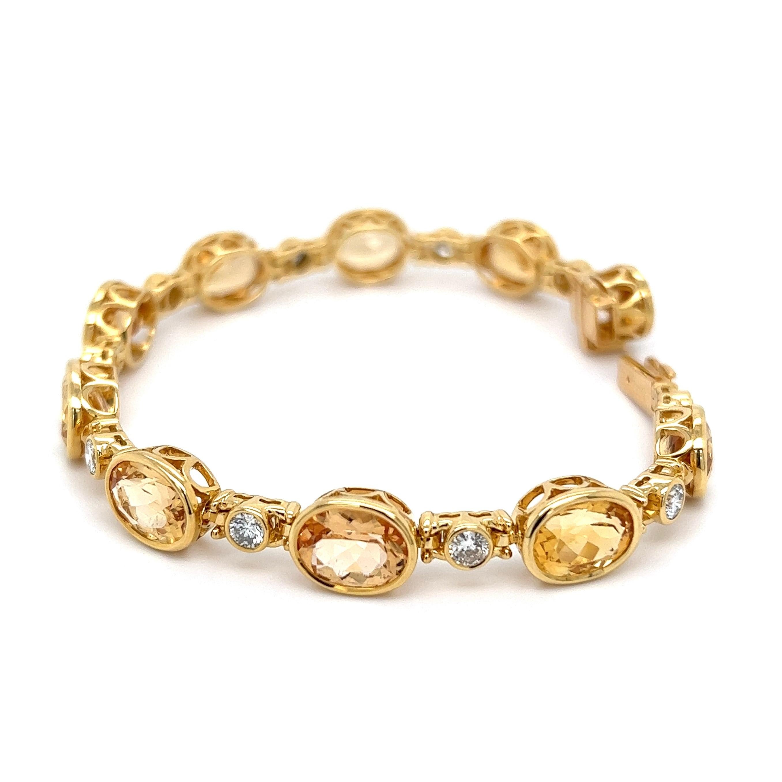 Retro Imperial Topaz and Diamond Gold Bracelet Estate Fine Jewelry For Sale