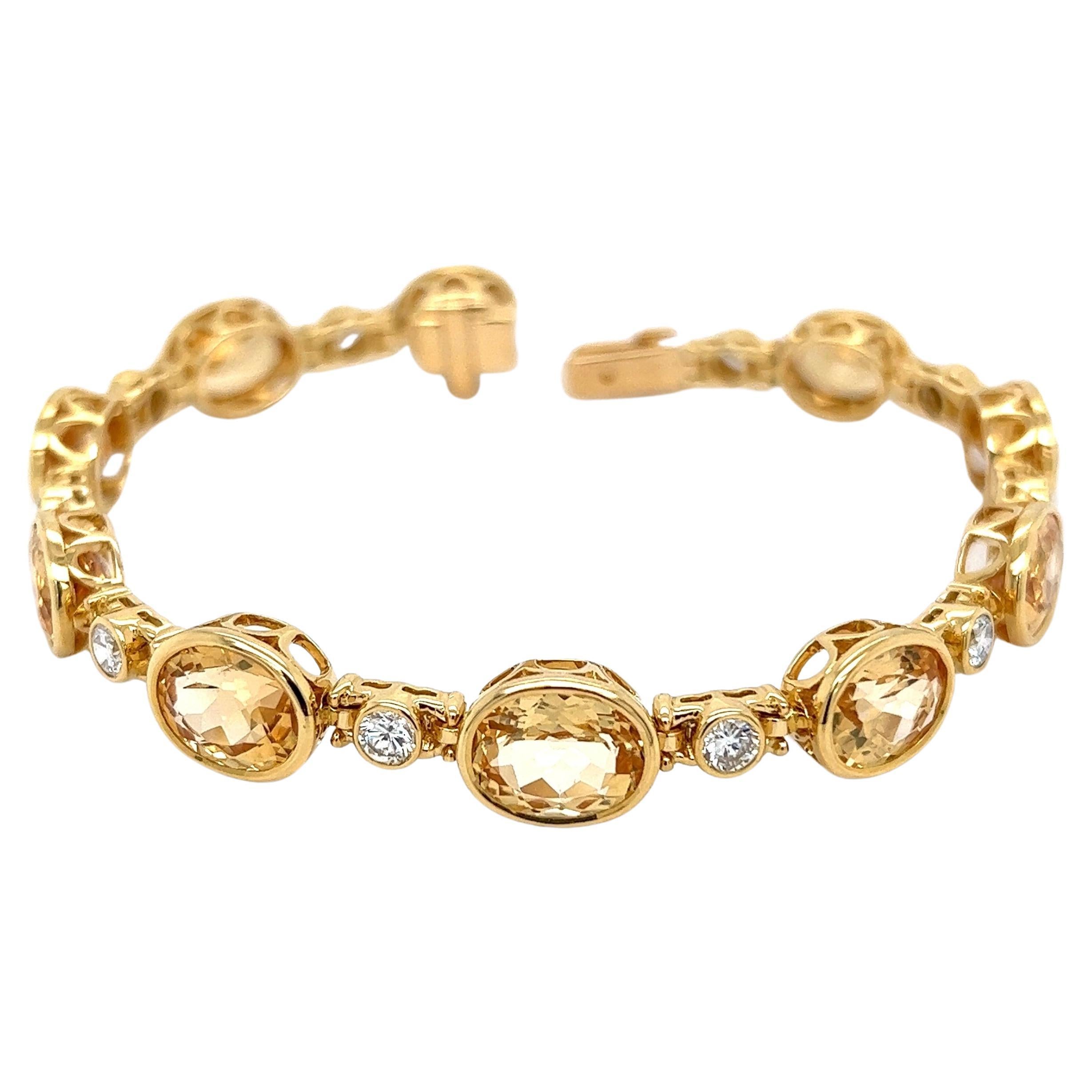 Imperial Topaz and Diamond Gold Bracelet Estate Fine Jewelry