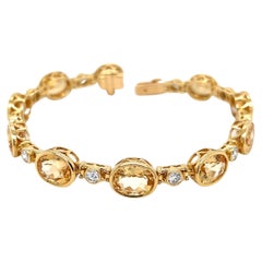 Imperial Topaz and Diamond Gold Bracelet Estate Fine Jewelry