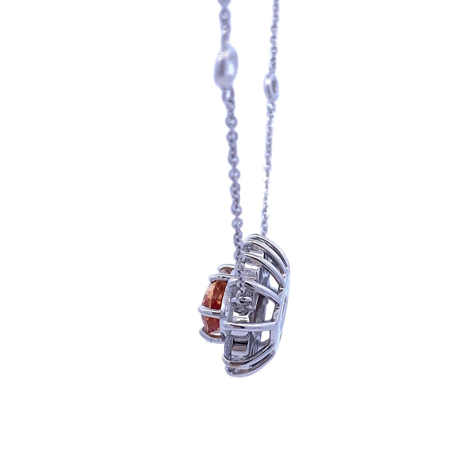 Oval Cut Imperial Topaz and Diamond Necklace