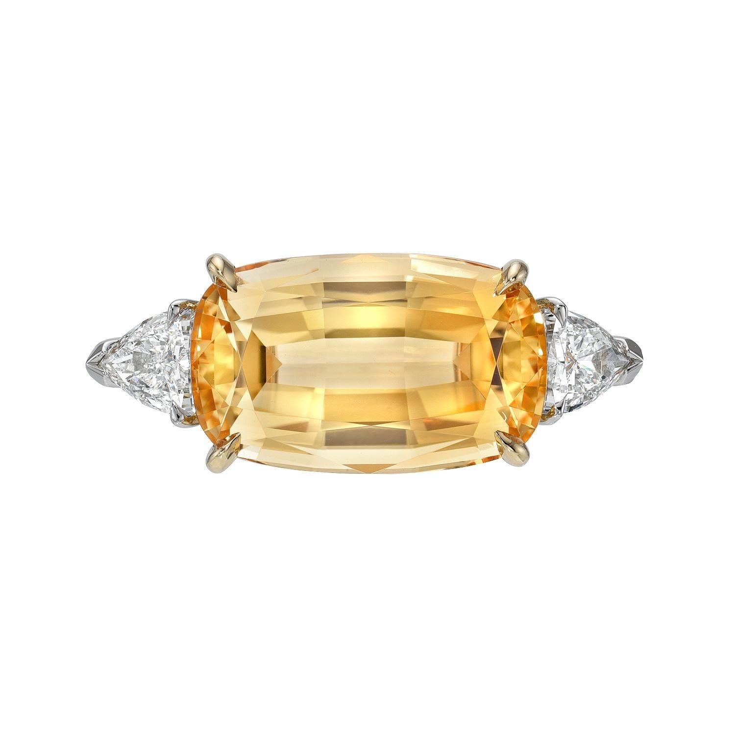 Anillo Imperial de Topacio y Diamantes en Platino y Oro Amarillo - Una romántica obra maestra en venta 3
