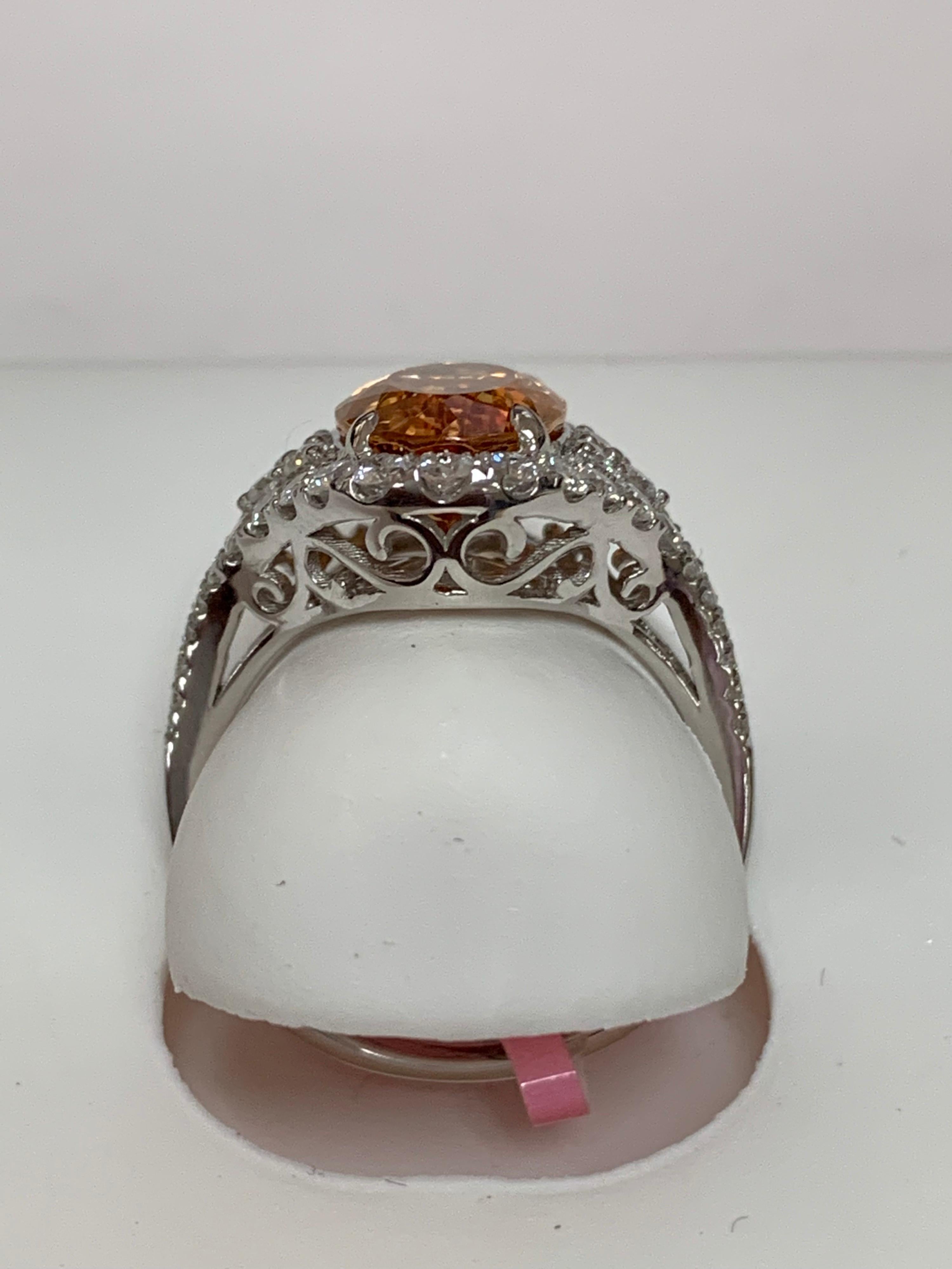 Oval Cut Imperial Topaz and Diamond Ring