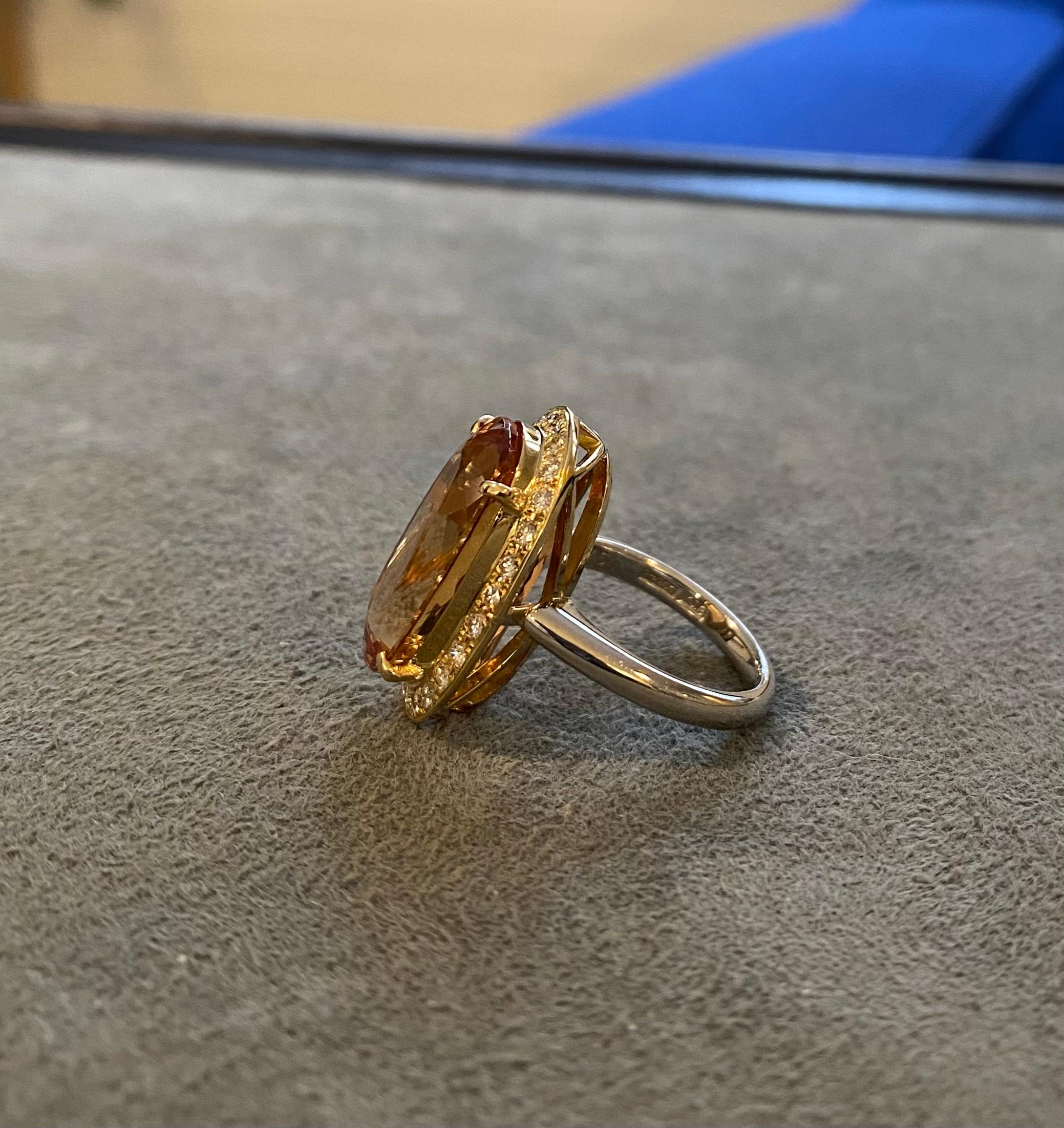 Women's Imperial Topaz and Diamond Ring For Sale