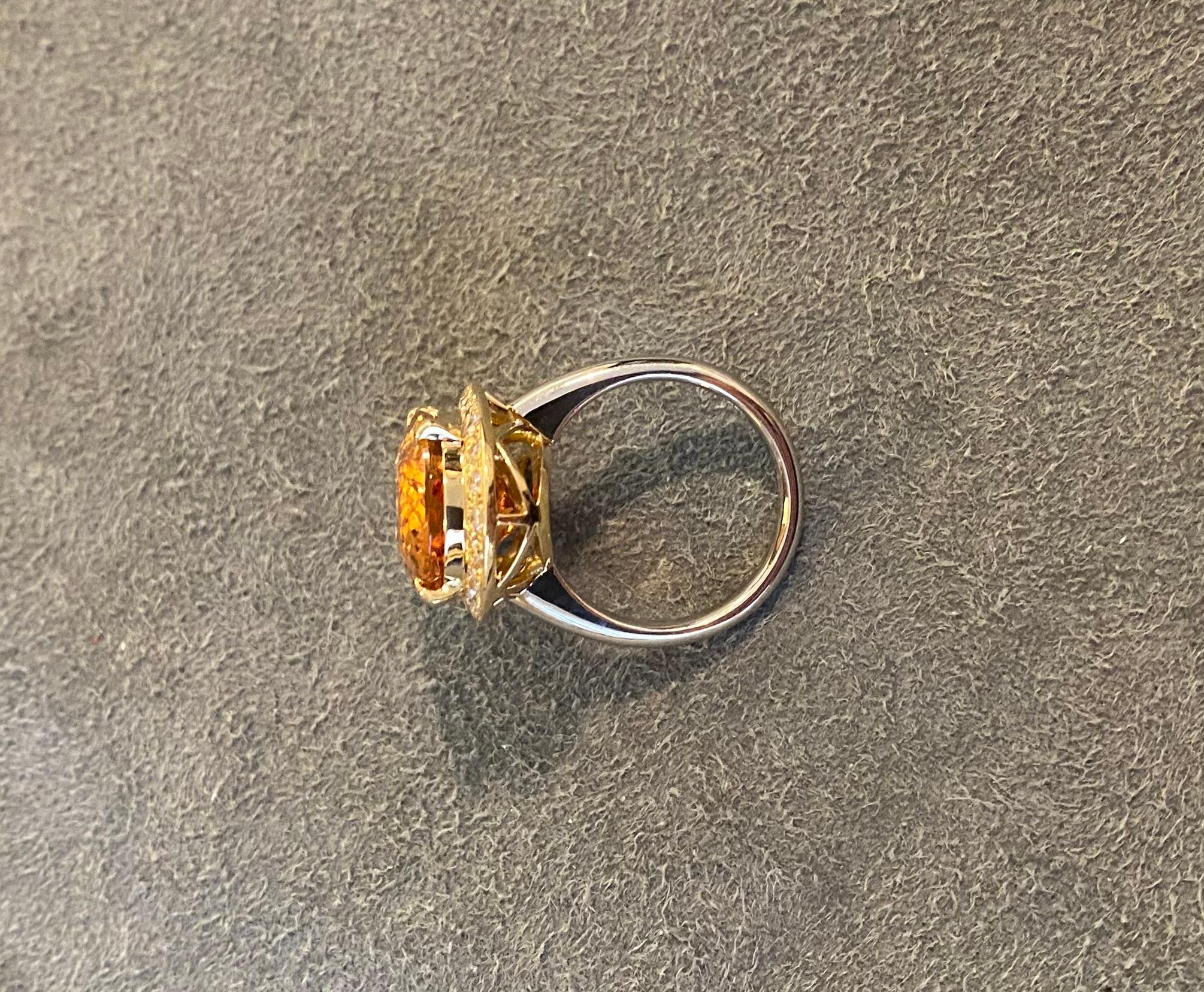 Imperial Topaz and Diamond Ring For Sale 1