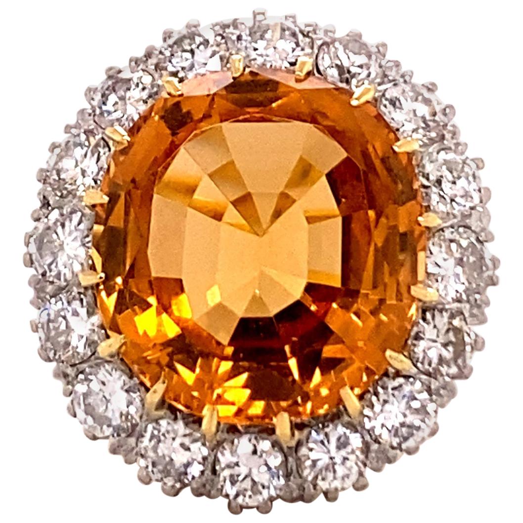 Imperial Topaz and Diamond Ring in 18 Karat Yellow and White Gold