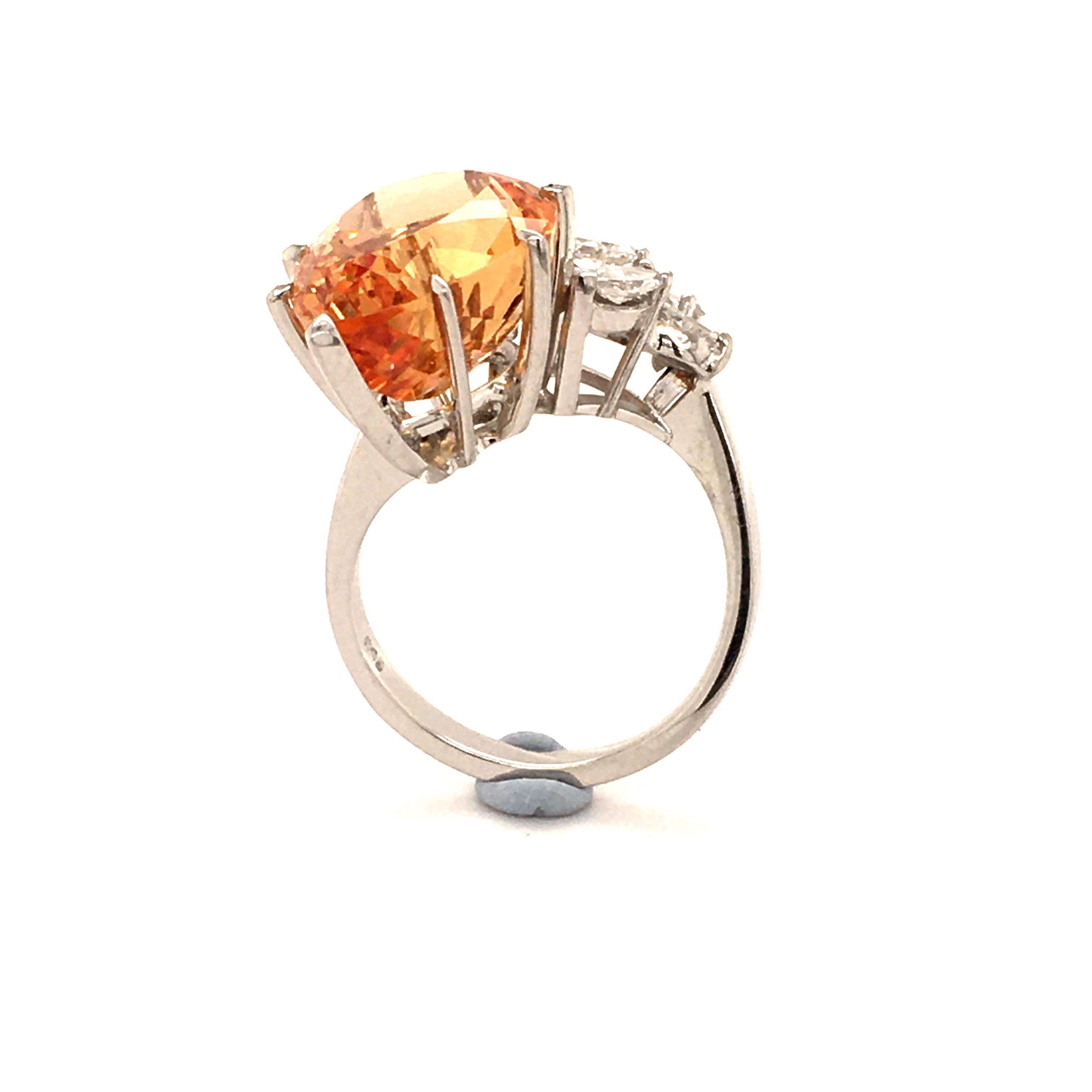 Imperial Topaz and Diamond White Gold 750 Ring 3