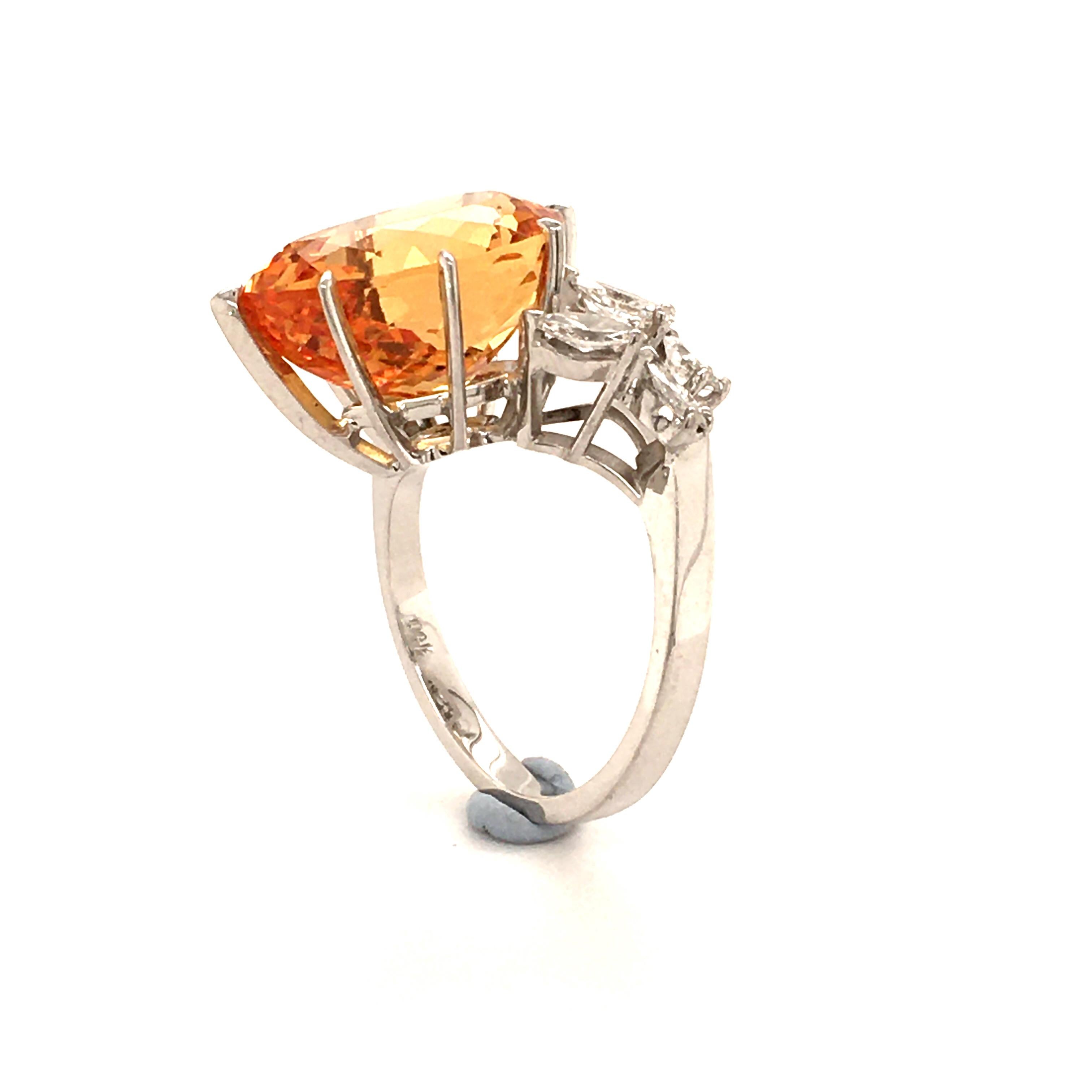 Imperial Topaz and Diamond White Gold 750 Ring 4