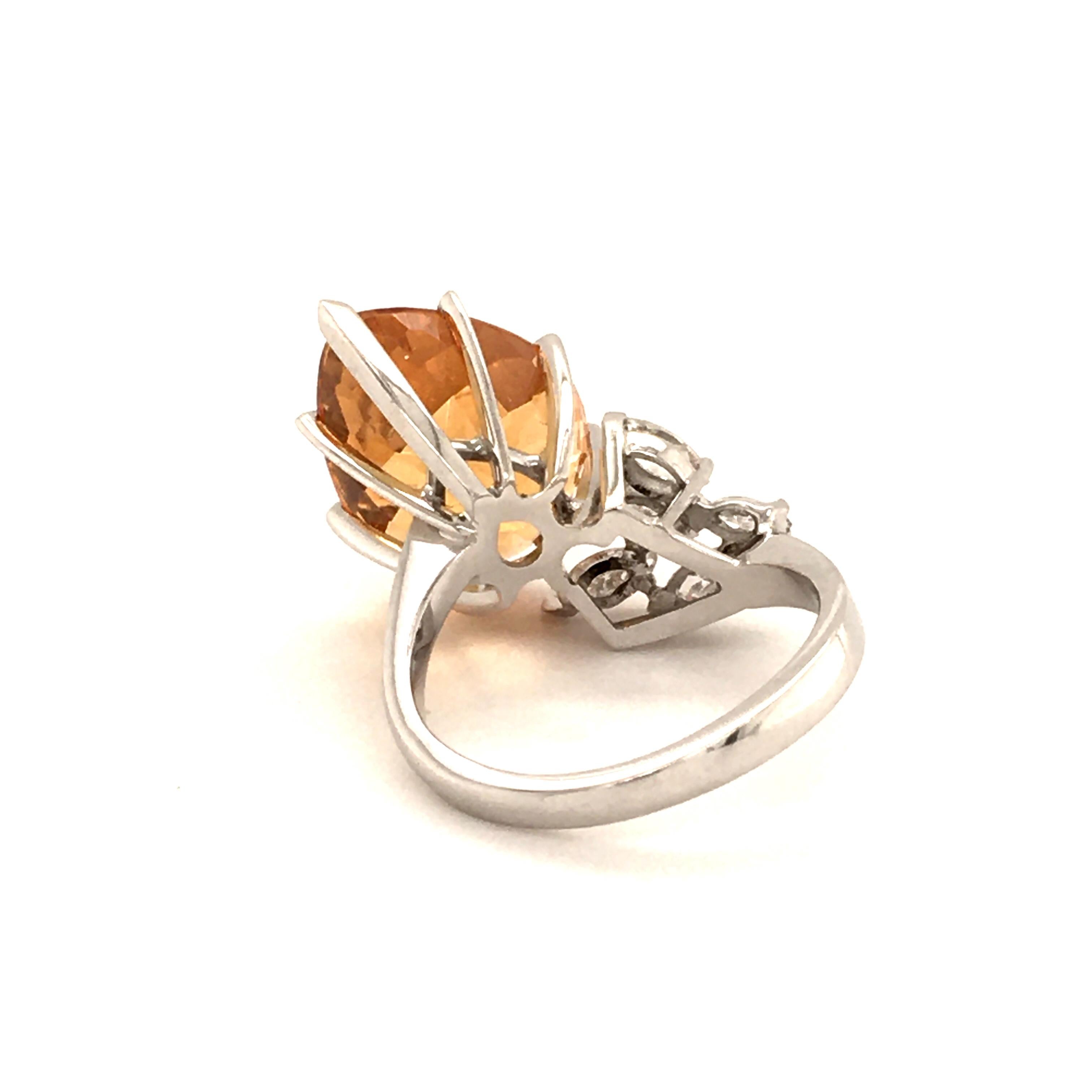 Imperial Topaz and Diamond White Gold 750 Ring 2