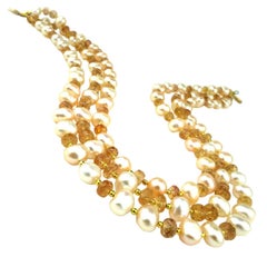  Imperial Topaz and Pearl Multi Strand Necklace