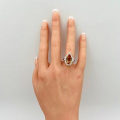 Imperial Topaz and White Diamond Ring in Platinum