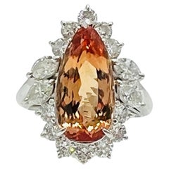 Imperial Topaz and White Diamond Ring in Platinum