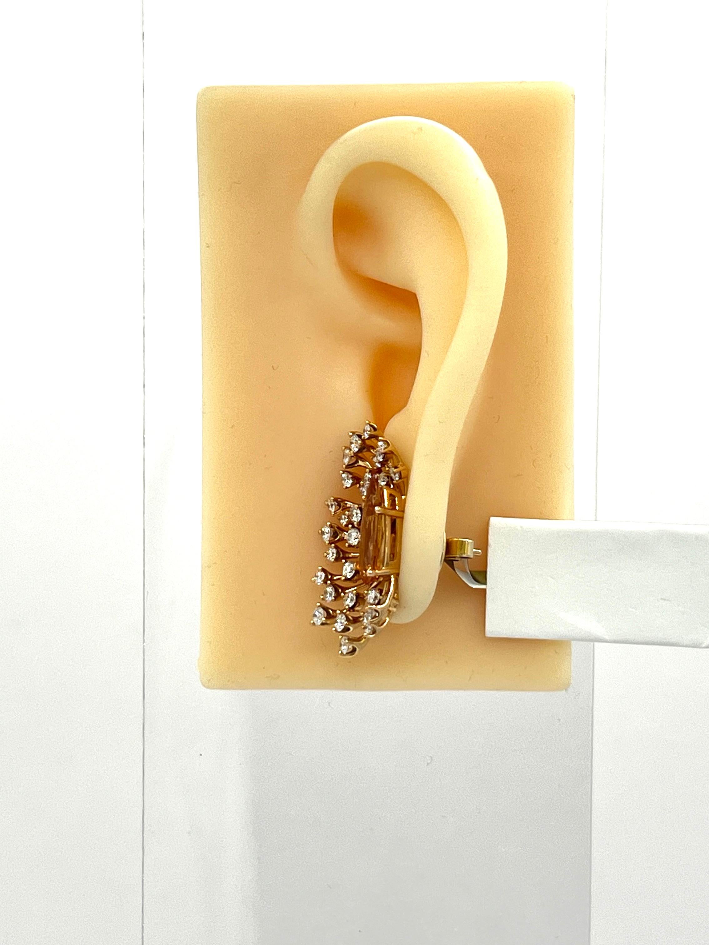 Women's or Men's Imperial Topaz and White Diamond Spray Earrings in 18K Rose Gold For Sale