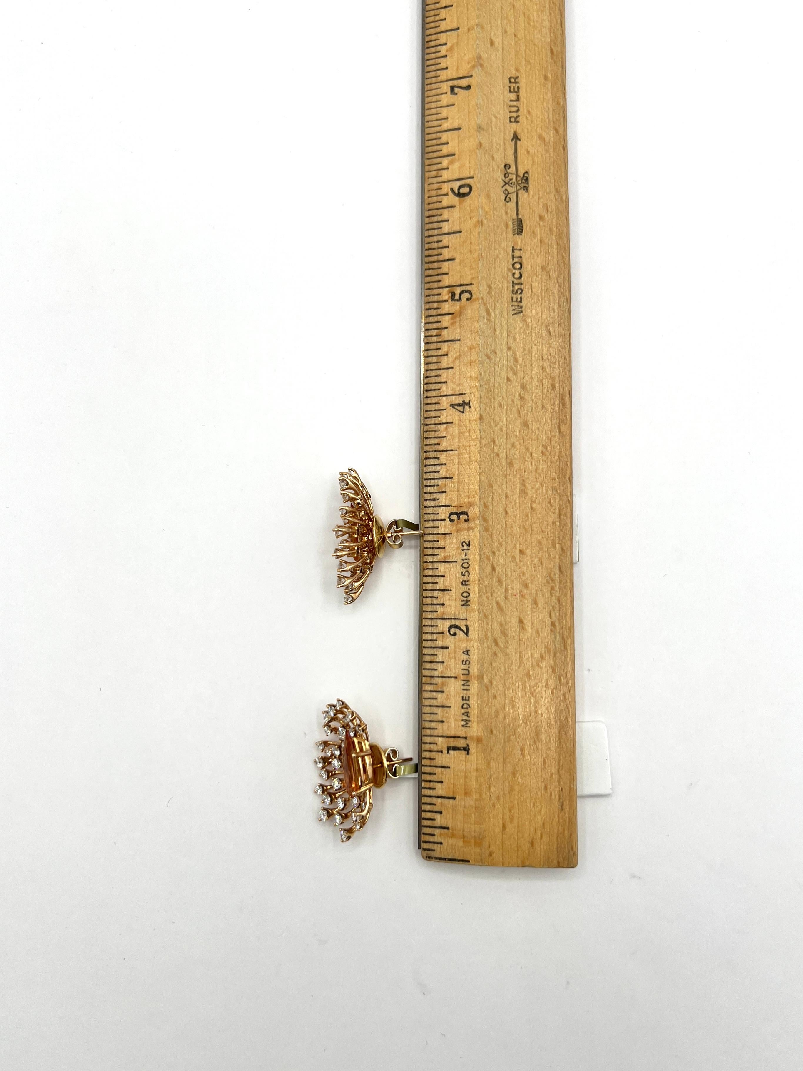 Imperial Topaz and White Diamond Spray Earrings in 18K Rose Gold For Sale 4