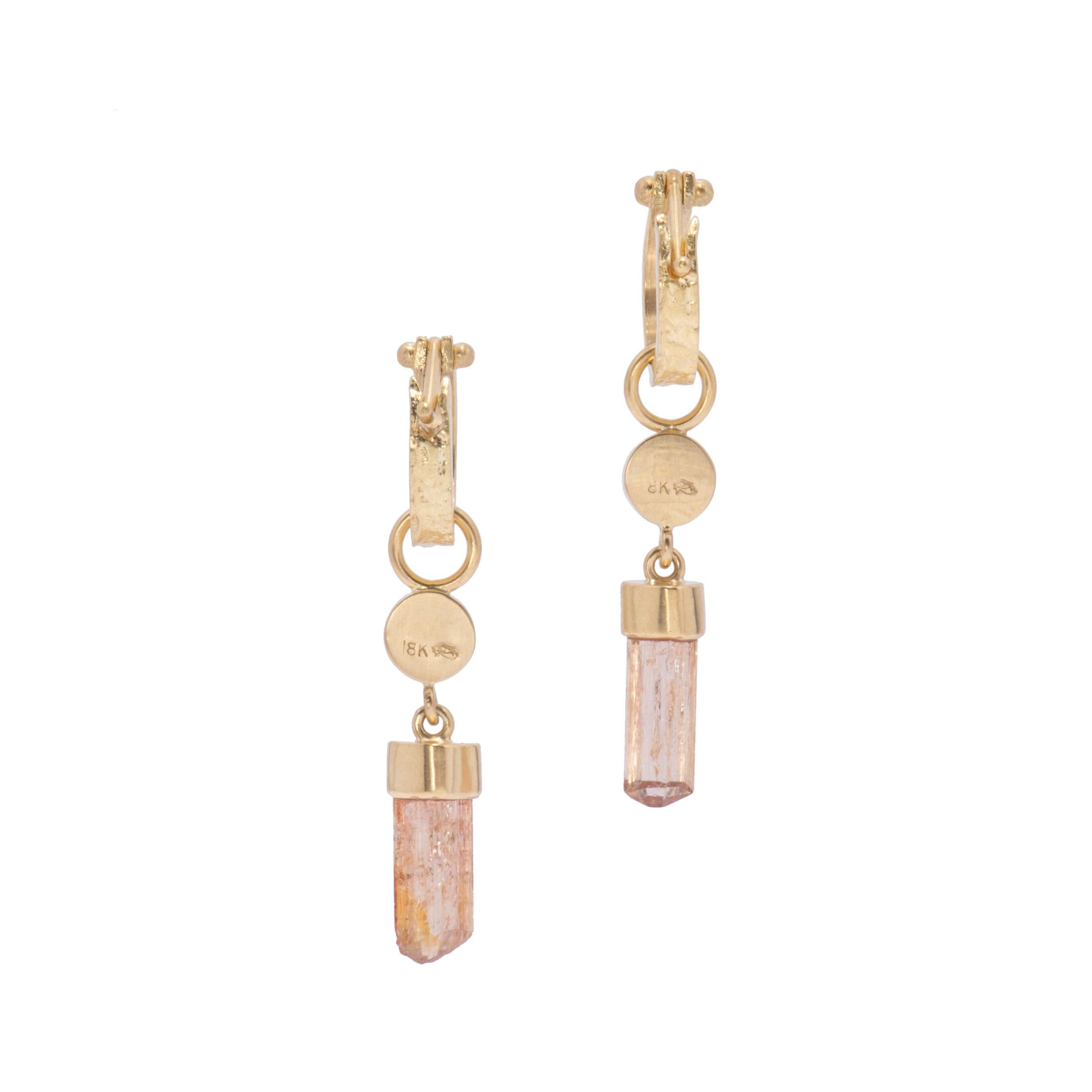 Imperial Topaz Crystal Drop Earrings in 18 Karat Gold In New Condition For Sale In Santa Fe, NM