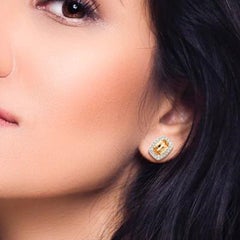 Imperial topaz Diamond 18 Karat Gold Stud Earrings