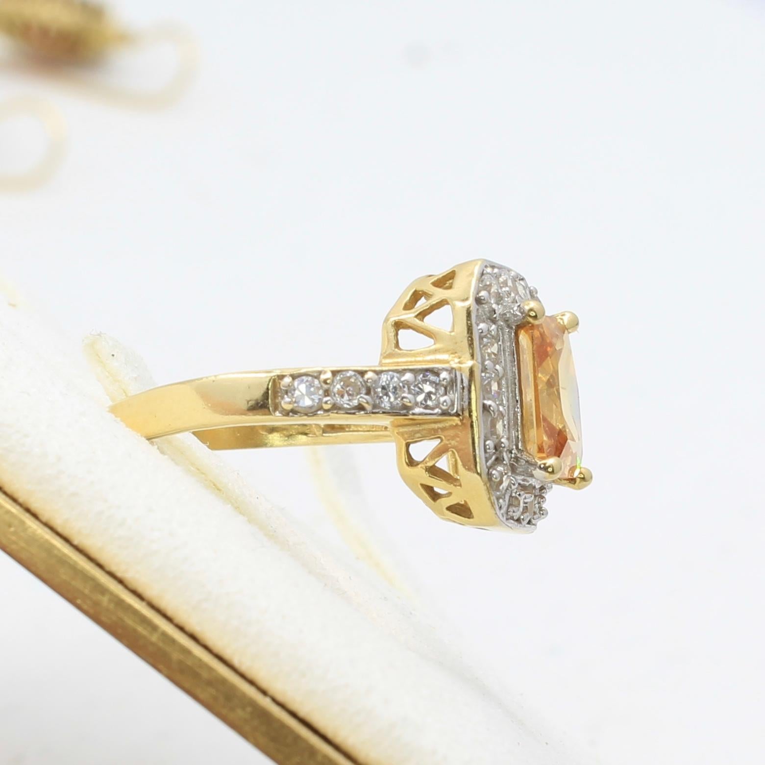 Contemporary Imperial Topaz, Diamond and Gold Ring - 14K Yellow Gold