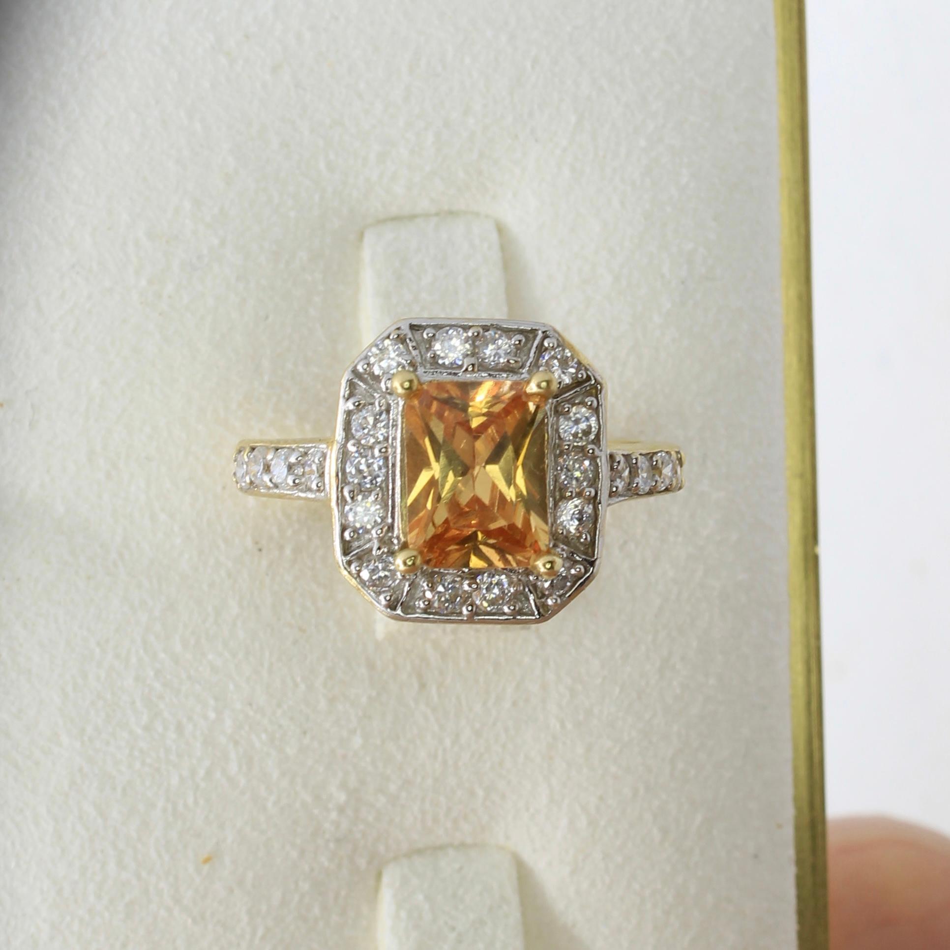Imperial Topaz, Diamond and Gold Ring - 14K Yellow Gold 1