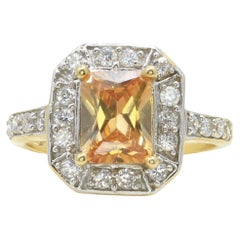 Imperial Topas, Diamant und Goldring - 14K Gelbgold
