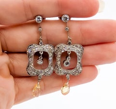 Imperial Topaz & Diamond Art Deco Earrings in Platinum