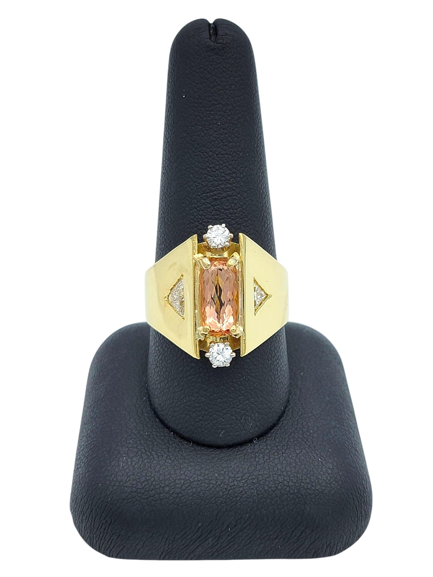 Imperial Topaz & Diamond Cathedral Cocktail Style Ring in 18 Karat Yellow Gold For Sale 4