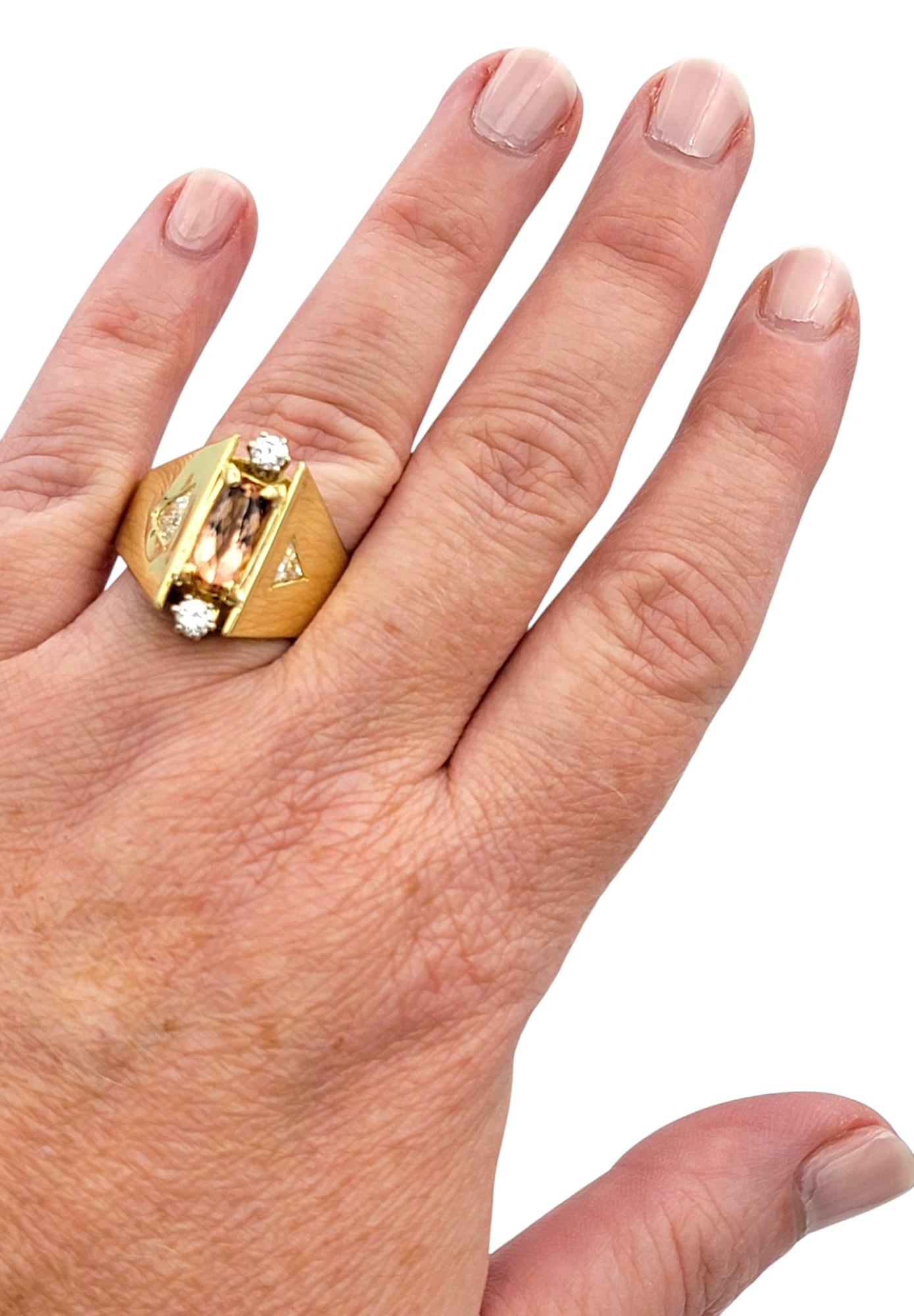 Imperial Topaz & Diamond Cathedral Cocktail Style Ring in 18 Karat Yellow Gold For Sale 2
