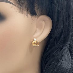 Imperial Topaz & Diamond Earrings in 18k Yellow Gold