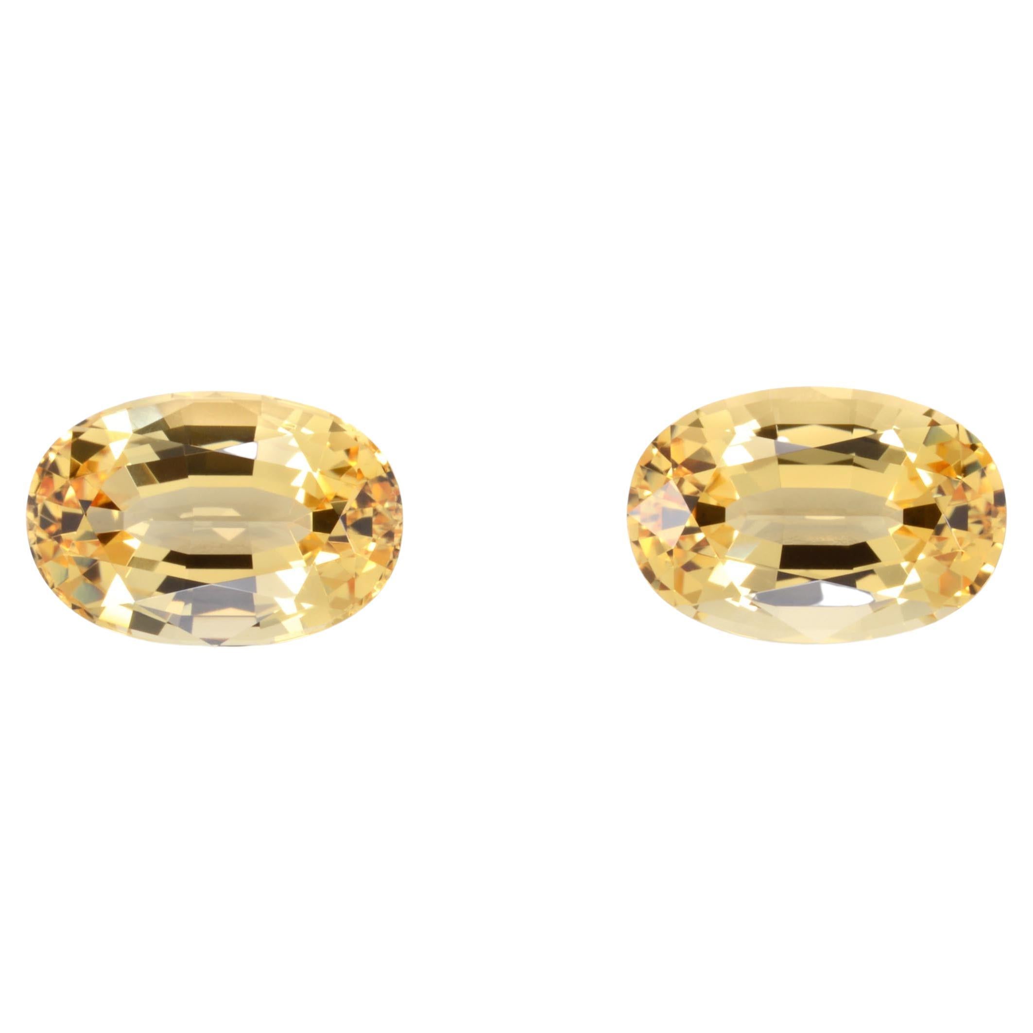 Contemporary Imperial Topaz Earring Gemstones 10.80 Carat Oval Loose Gems For Sale