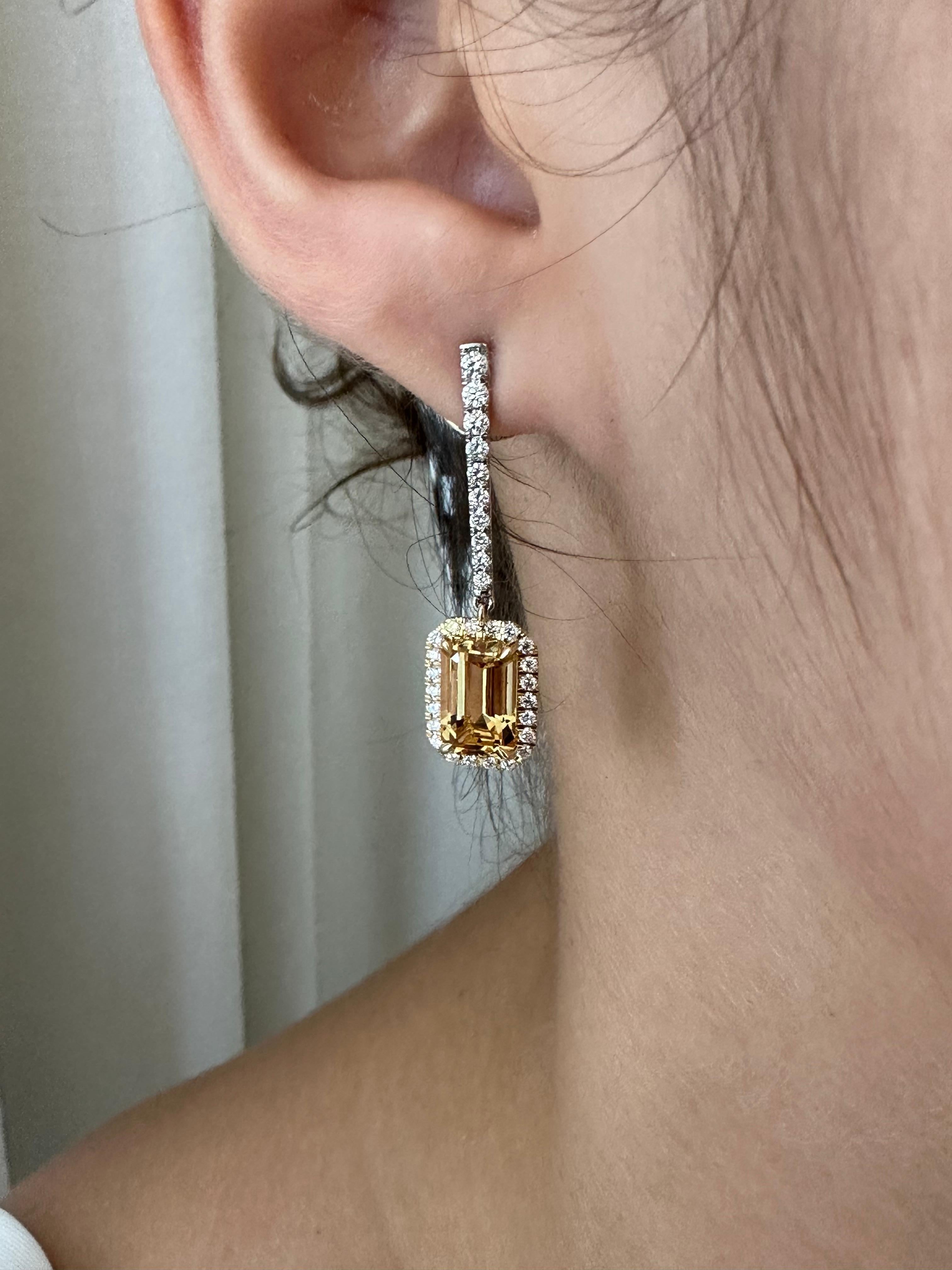 Imperial Topaz Earrings 4.36 Carat Emerald Cut In New Condition For Sale In Beverly Hills, CA