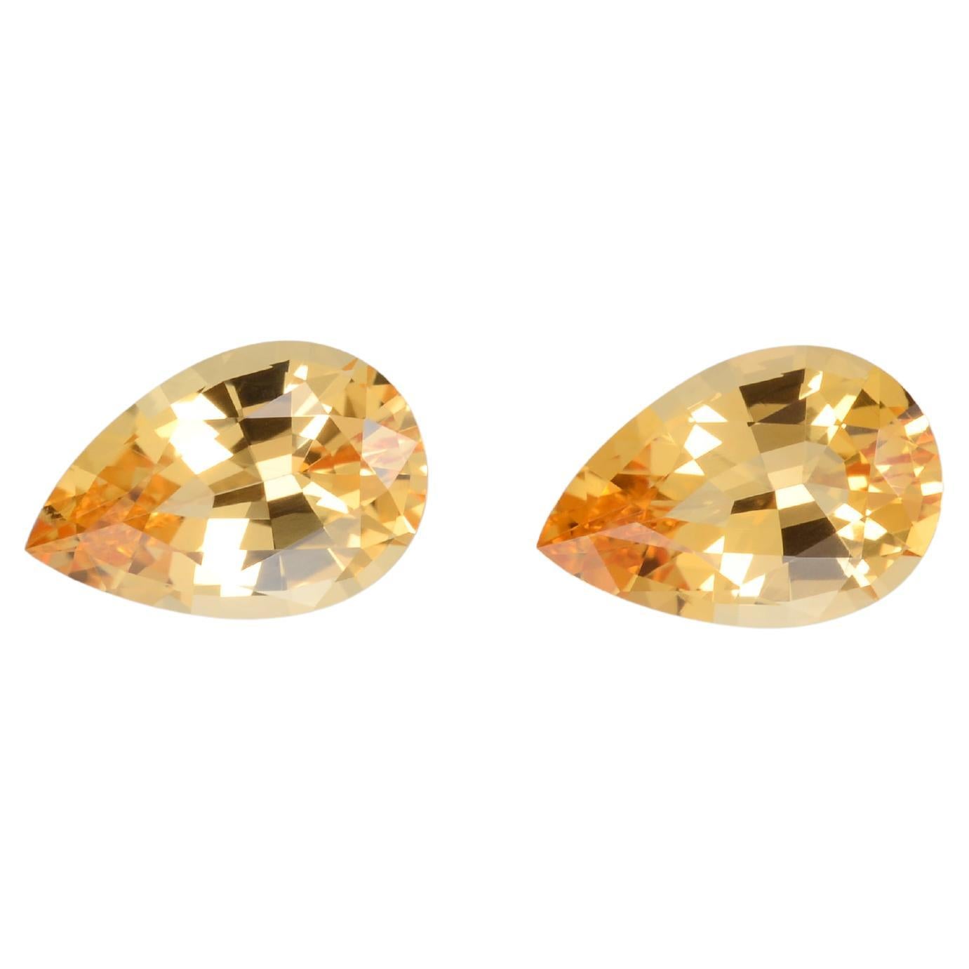 Contemporary Imperial Topaz Earrings Loose Gemstones Unmounted 2.53 Carat Yellow Pair For Sale