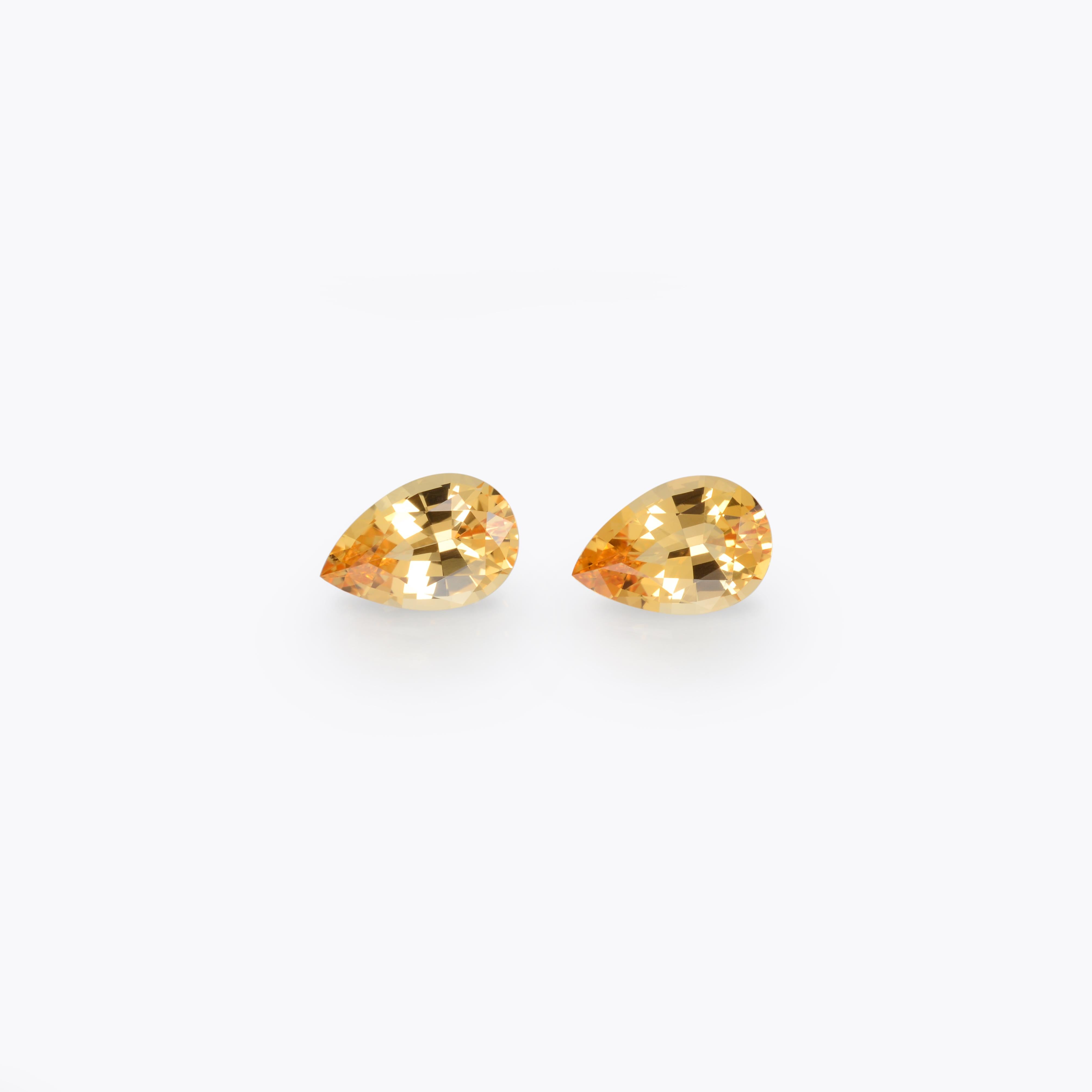 Pear Cut Imperial Topaz Earrings Loose Gemstones Unmounted 2.53 Carat Yellow Pair For Sale
