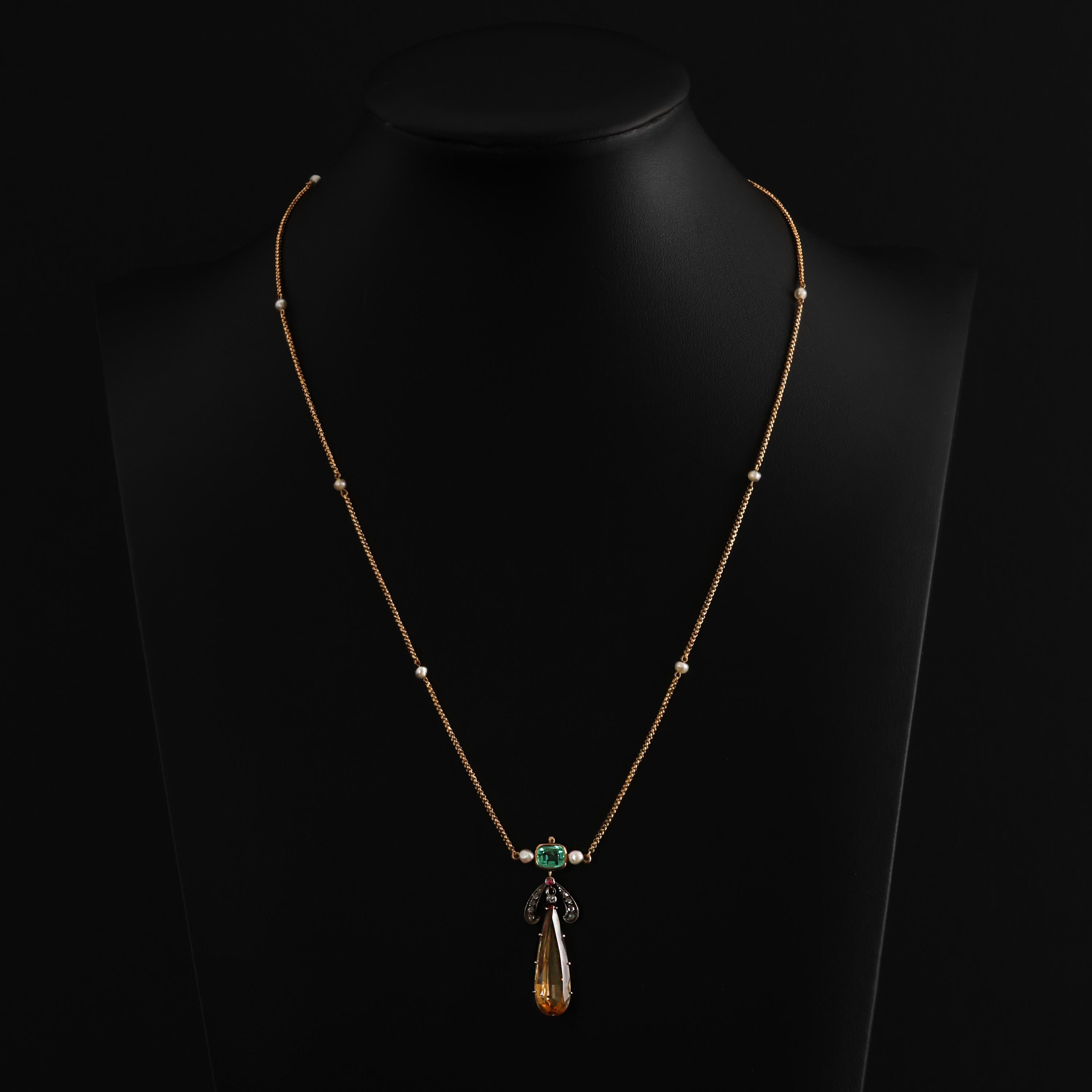 yellow topaz and emerald necklace