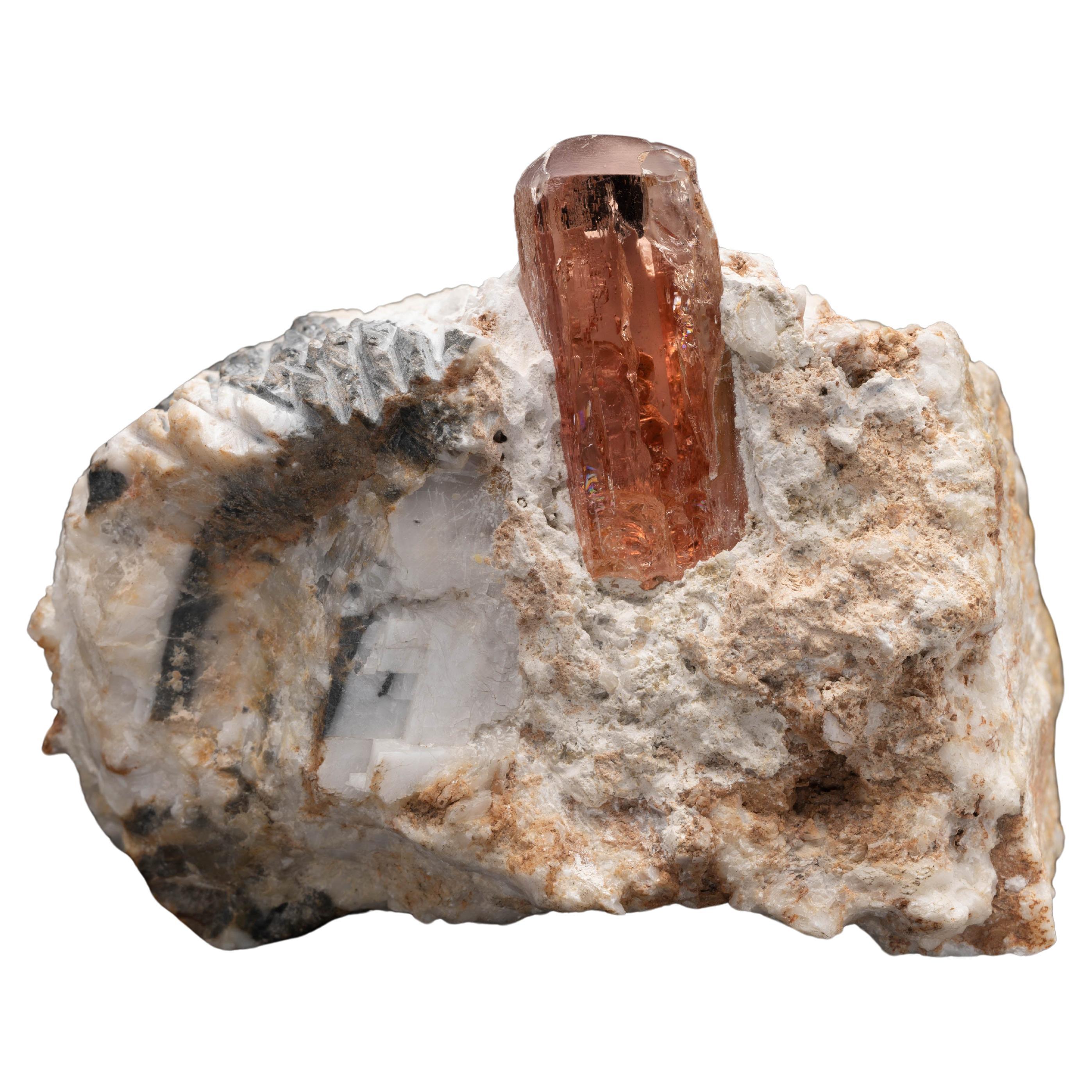 Imperial Topaz on Calcite Matrix For Sale