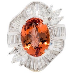 Imperial Topaz Oval and White Diamond Cocktail Ring in Platinum