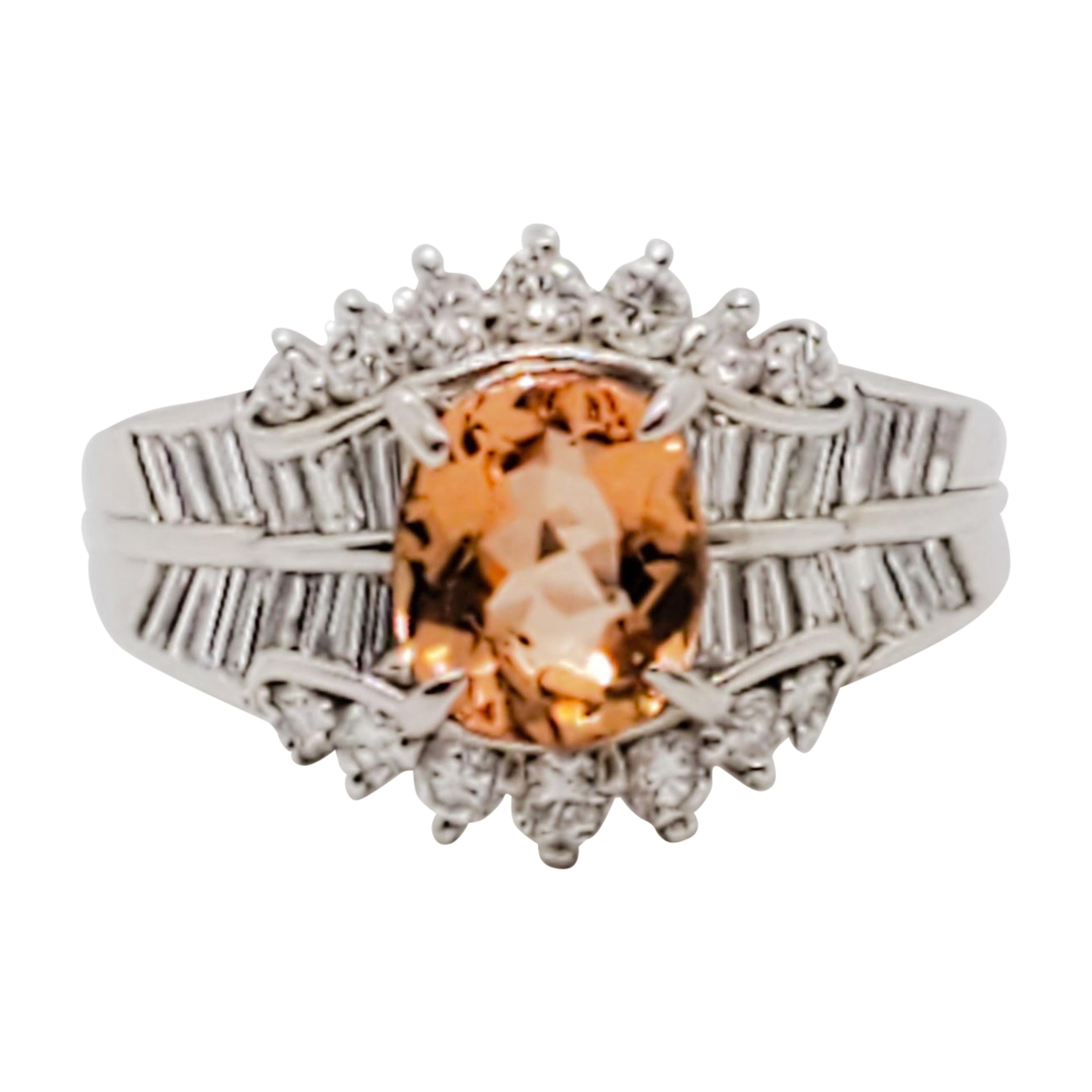 Imperial Topaz Oval and White Diamond Cocktail Ring in Platinum For