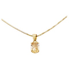 Imperial Topaz Pendant Necklace, .85 Carat Topaz in 4 Prongs on 14k Box Chain