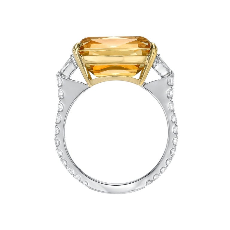 Imperial Topaz Ring 8.10 Carat Cushion Brazil In New Condition For Sale In Beverly Hills, CA