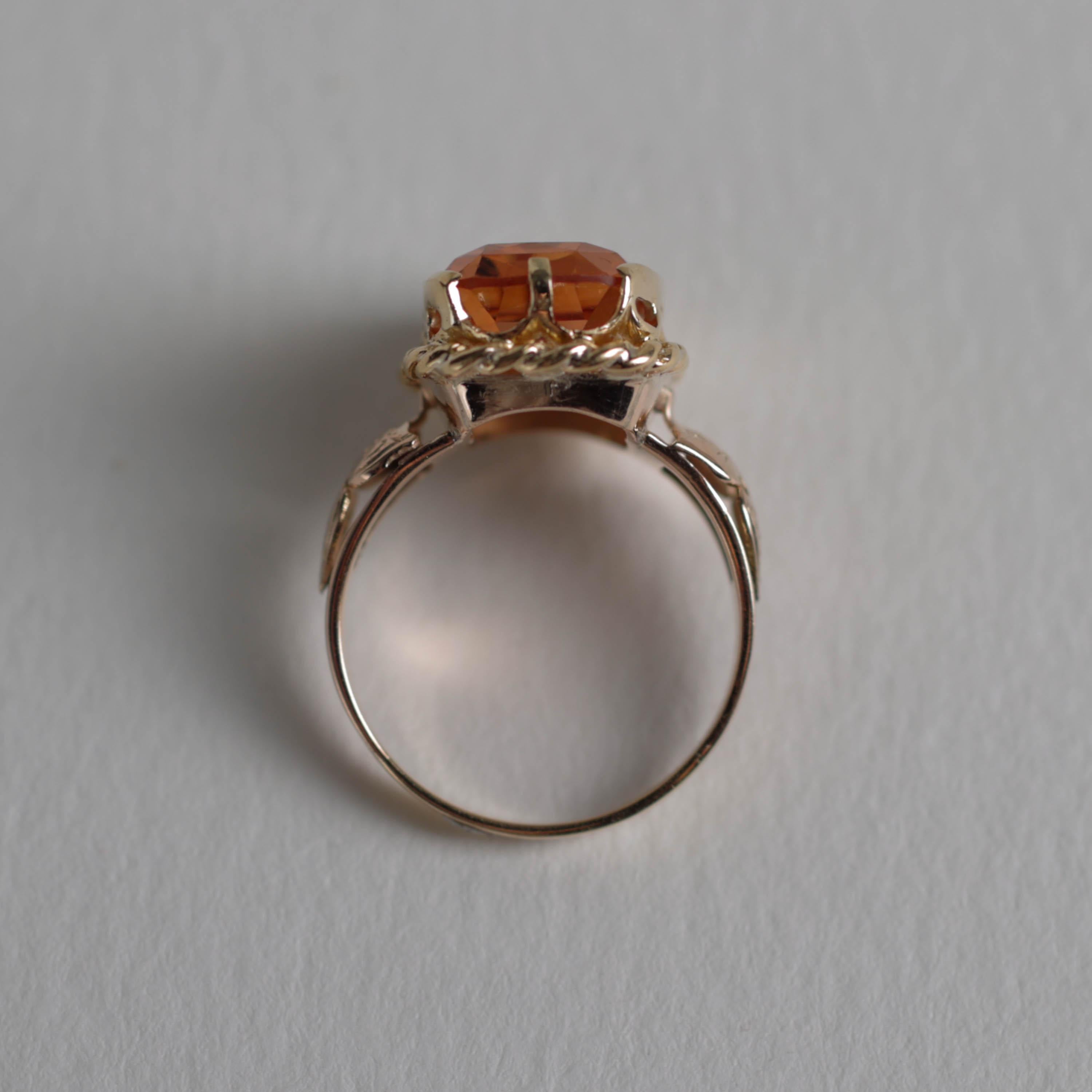 Imperial Topaz Ring Antique Certified Untreated Brazil Origin Size 8.5 For Sale 1