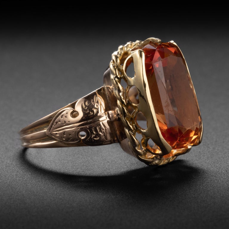 Imperial Topaz Ring Certified Untreated Brazil In Excellent Condition For Sale In Southbury, CT