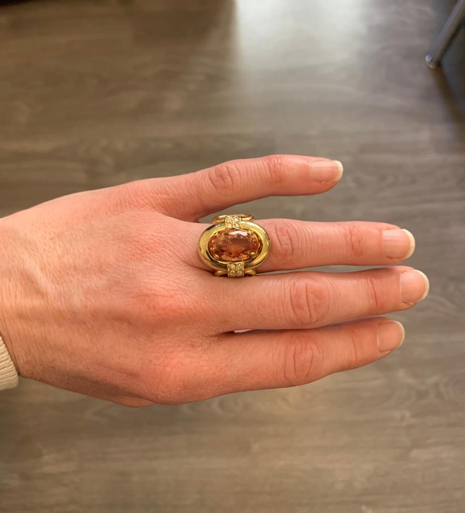 Imperial Topaz Ring In Fair Condition For Sale In Genève, CH