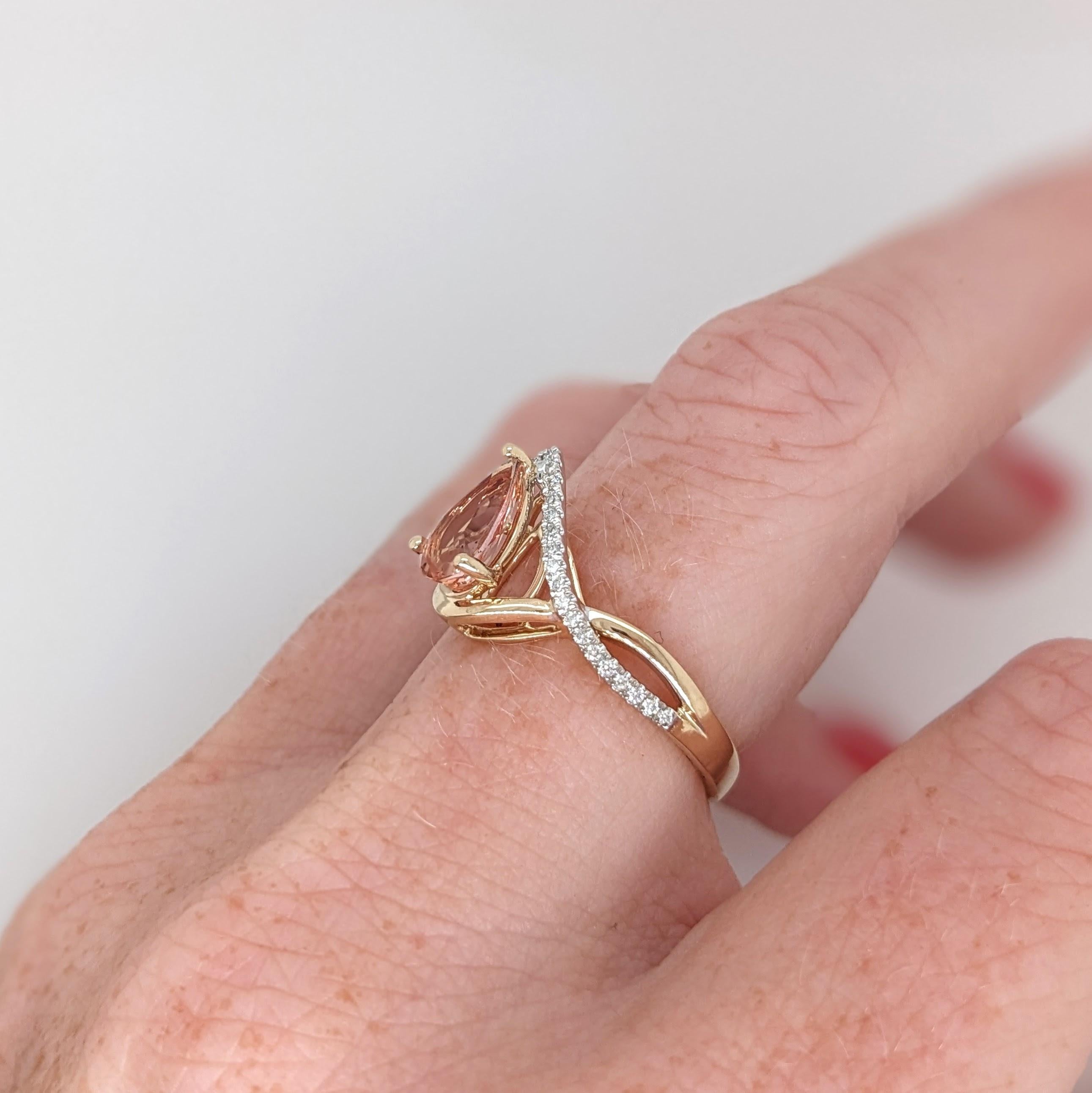 Bague Topaze Imperial avec diamants en or massif 14K Dual Tone Pear 9x6 en vente 1