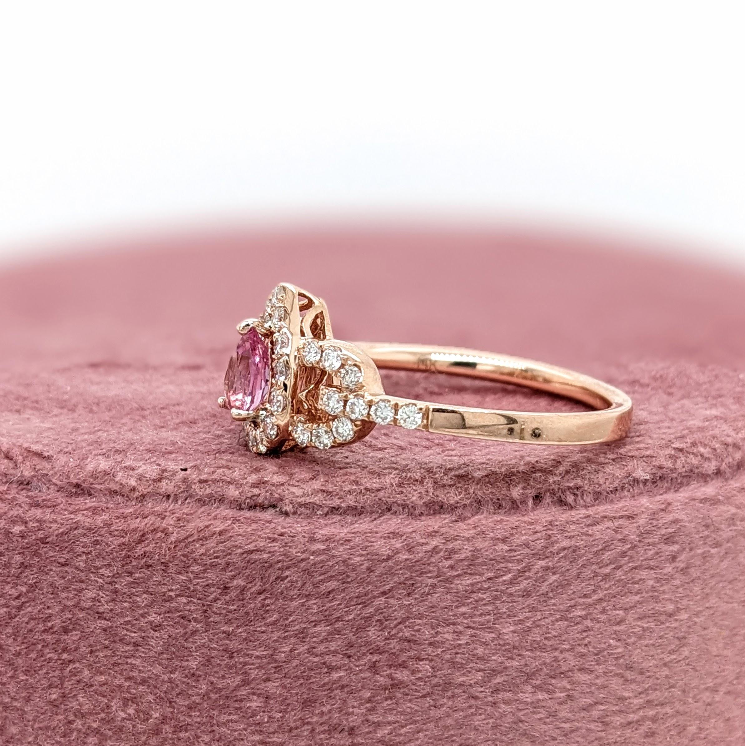 Imperial Topaz Ring w Earth Mined Diamonds in Solid 14K Gold Pear Shape 5x3mm For Sale 2