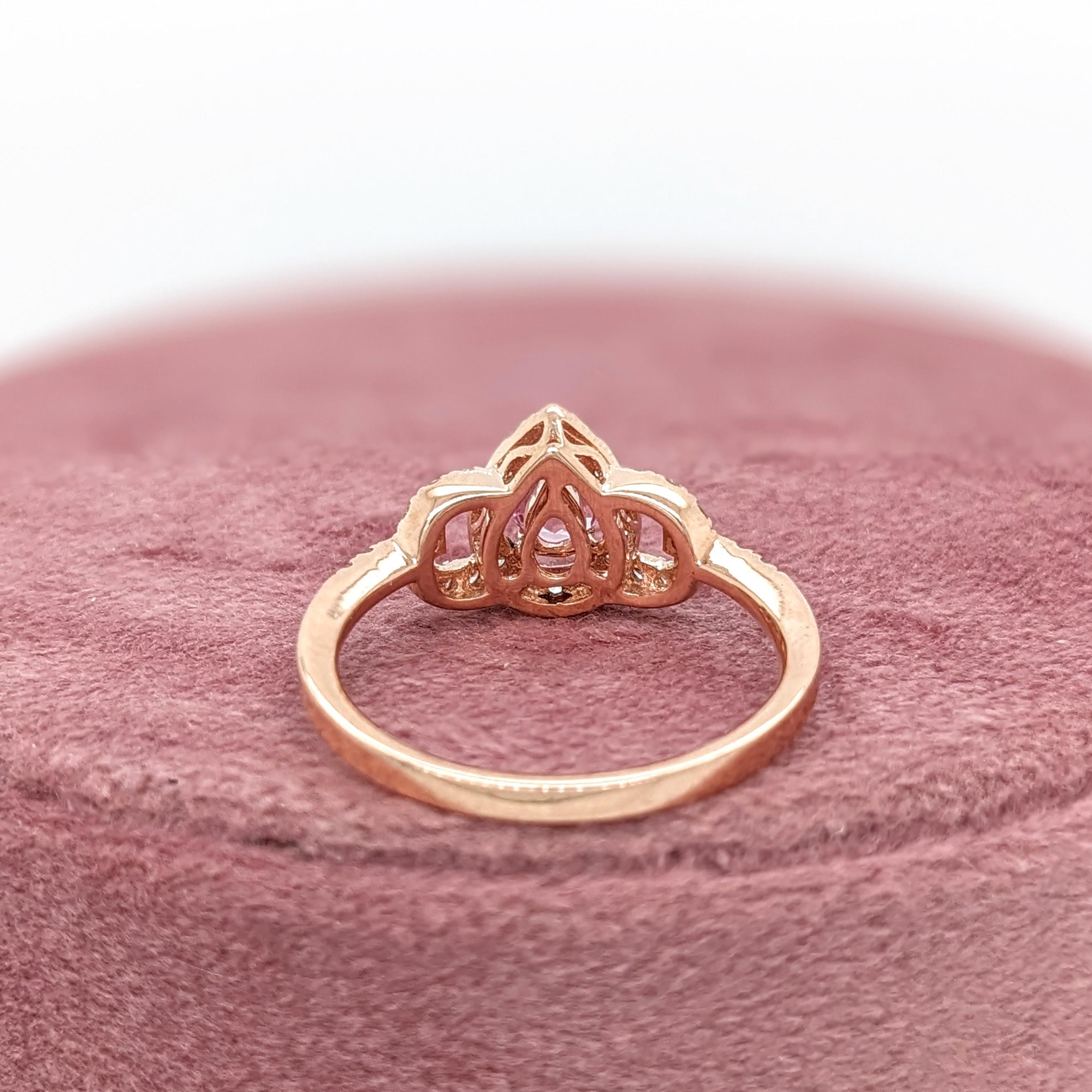 Imperial Topaz Ring w Earth Mined Diamonds in Solid 14K Gold Pear Shape 5x3mm For Sale 3