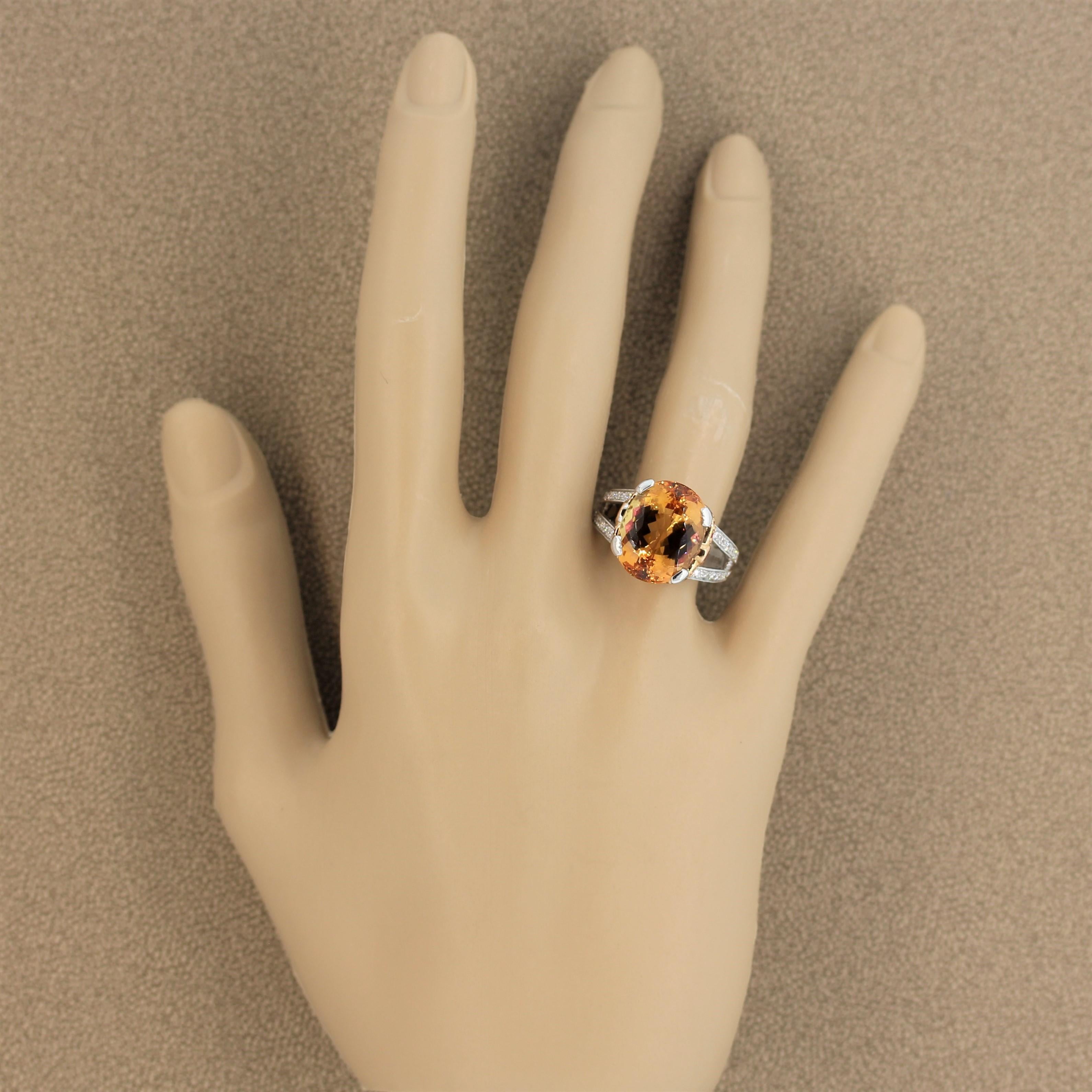 Imperial Topaz Ruby Diamond Platinum Gold Ring In New Condition In Beverly Hills, CA