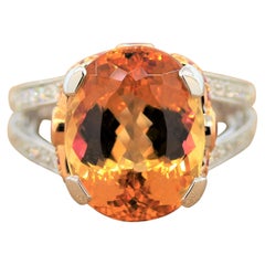 Imperial Topaz Ruby Diamond Platinum Gold Ring