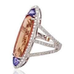 Imperial Topaz Tanzanite Diamond 18 Karat Gold Ring